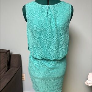 Bisou Bisou Green Sheath Mini Dress Scoop Neck Sleeveless